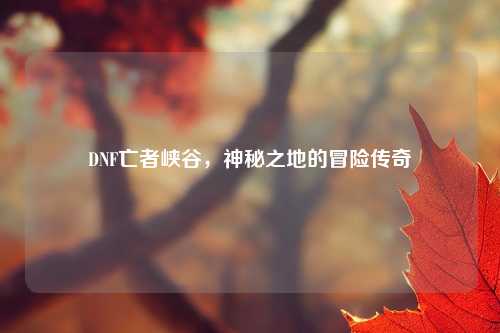 DNF亡者峡谷，神秘之地的冒险传奇